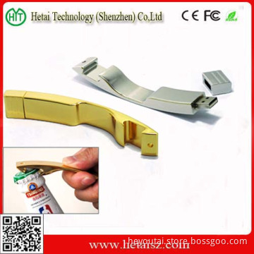 Cute Golden Metal Bottle Opener USB Flash Drive 2GB 4GB 8GB 16GB